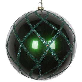 4.75" Emerald Candy Glitter Net Ball Ornaments 3 Per Bag