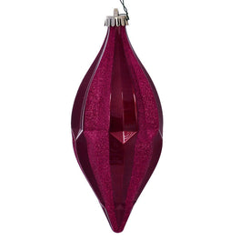 10" Berry Red Candy Glitter Shuttle Ornaments 2 Per Bag