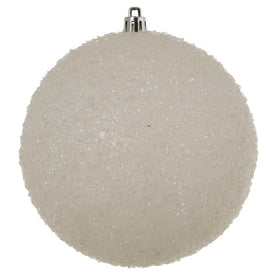 4.75" White Beaded Ball Ornaments with Drilled Caps 6 Per Bag