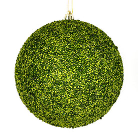 4.75" Lime Beaded Ball Ornaments with Drilled Caps 6 Per Bag