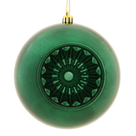 4.75" Midnight Green Shiny Star Brite Ball Ornaments with Drilled and Wired Caps 4 Per Bag