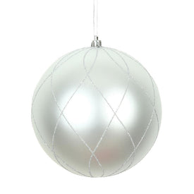 6" Silver Matte and Glitter Swirl Ball Ornaments 3 Per Box