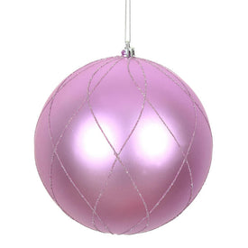 6" Orchid Matte and Glitter Swirl Ball Ornaments 3 Per Box