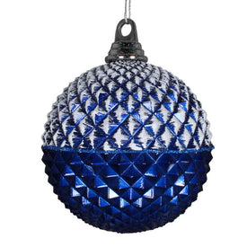 5" Blue Glitter Candy Durian Ball Ornaments 3 Per Bag