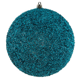 6" Baby Blue Beaded Ball Ornaments with Drilled Caps 4 Per Bag