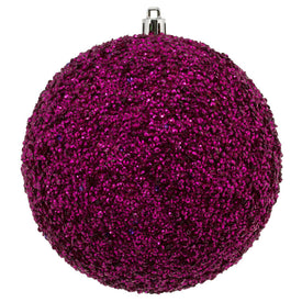 4.75" Fuchsia Beaded Ball Ornaments with Drilled Caps 6 Per Bag