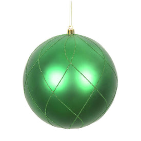 6" Green Matte and Glitter Swirl Ball Ornaments 3 Per Box