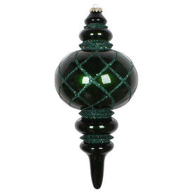 13" Emerald Candy Glitter Net Finial Ornament
