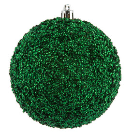 4" Midnight Green Beaded Ball Ornaments with Drilled Caps 6 Per Bag