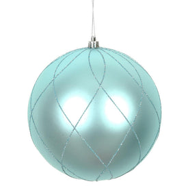6" Baby Blue Matte and Glitter Swirl Ball Ornaments 3 Per Box