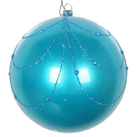 4.75" Turquoise Candy Glitter Curtain Ornaments 4 Per Bag