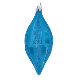 10" Turquoise Candy Glitter Shuttle Ornaments 2 Per Bag