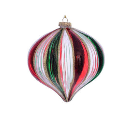 6" Red Green Clear Stripe Onion Ornaments 2 Per Pack