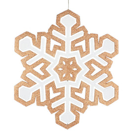 25" Rose Gold and White 3D Foam Glitter Snowflake