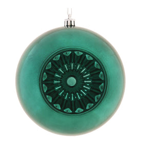4.75" Sea Blue Shiny Star Brite Ball Ornaments with Drilled and Wired Caps 4 Per Bag