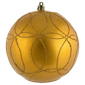 4.75" Honey Gold Candy Ornaments with Circle Glitter Pattern 4-Pack