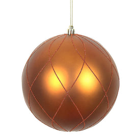6" Copper Matte and Glitter Swirl Ball Ornaments 3 Per Box