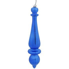 14" Blue Shiny Finial Drop Ornaments 2-Pack