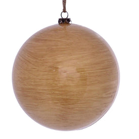 4.75" Tan Wood Grain Ball Ornaments 4 Per Pack