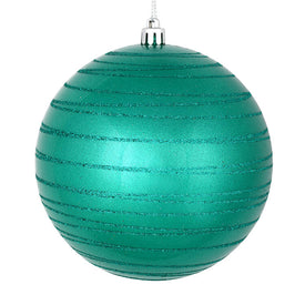 4.75" Teal Candy Finish Ball with Glitter Lines 4 Per Bag