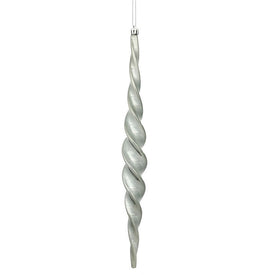 14.6" Pewter Shiny Spiral Icicle Ornaments 2 Per Box