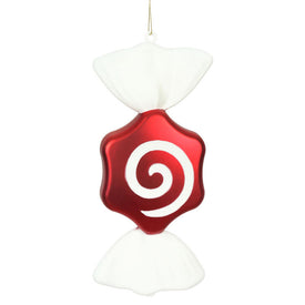 12" Red/White Hexagon Swirl Candy Ornaments 2 Per Box