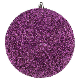 6" Mauve Beaded Ball Ornaments with Drilled Caps 4 Per Bag