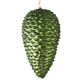 10" Moss Green Matte Glitter Pine Cones 2 Per Box