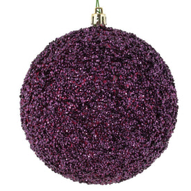 4.75" Berry Red Beaded Ball Ornaments with Drilled Caps 6 Per Bag