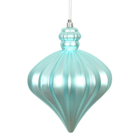 6" Baby Blue Matte Onion Drop Ornaments with Drilled and Wired Caps 4 Per Bag