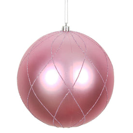 6" Pink Matte and Glitter Swirl Ball Ornaments 3 Per Box