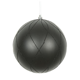 6" Black Matte and Glitter Swirl Ball Ornaments 3 Per Box