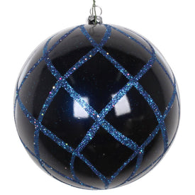 4.75" Midnight Blue Candy Glitter Net Ball Ornaments 3 Per Bag