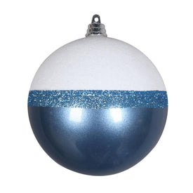 4" Periwinkle Candy/White Glitter Balls Ornaments 6 Per Bag