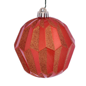 5" Burnish Orange Glitter Faceted Ball Ornaments 3 Per Pack