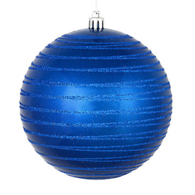 4.75" Blue Candy Finish Ball with Glitter Lines 4 Per Bag