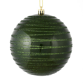 4.75" Moss Green Candy Finish Ball with Glitter Lines 4 Per Bag