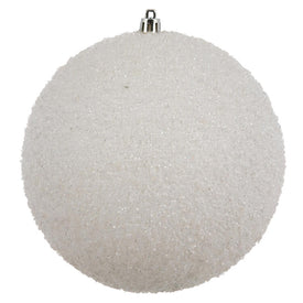6" White Beaded Ball Ornaments with Drilled Caps 4 Per Bag