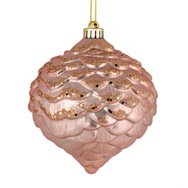 6" Rose Gold Glitter Pine Cone Ornaments 6 Per Bag