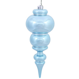 14" Baby Blue Shiny Finial Ornament