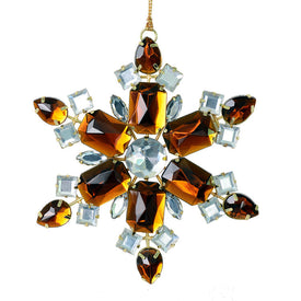 4.5" Mocha Jewel Metal Snowflake Ornaments 3 Per Bag