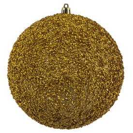 6" Gold Beaded Ball Ornaments with Drilled Caps 4 Per Bag