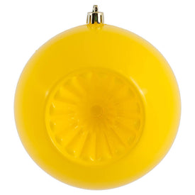 4.75" Yellow Shiny Star Brite Ball Ornaments with Drilled and Wired Caps 4 Per Bag