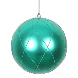 6" Teal Matte and Glitter Swirl Ball Ornaments 3 Per Box