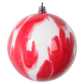 4" Red/White Marble Ball Ornaments 4 Per Bag