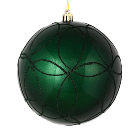 6" Midnight Green Candy Ornaments with Circle Glitter Pattern 3-Pack