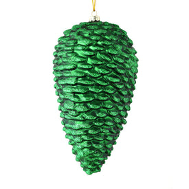 10" Emerald Matte Glitter Pine Cones 2 Per Box