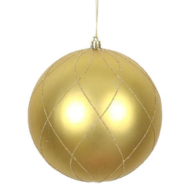 6" Gold Matte and Glitter Swirl Ball Ornaments 3 Per Box