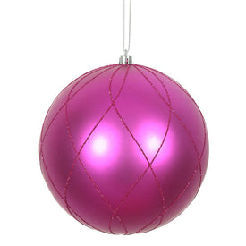 6" Fuchsia Matte and Glitter Swirl Ball Ornaments 3 Per Box