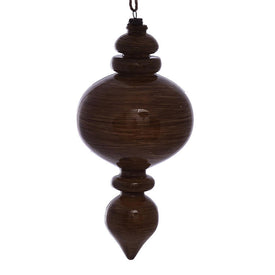 9" Brown Wood Grain Rounded Finial Ornaments 3 Per Pack